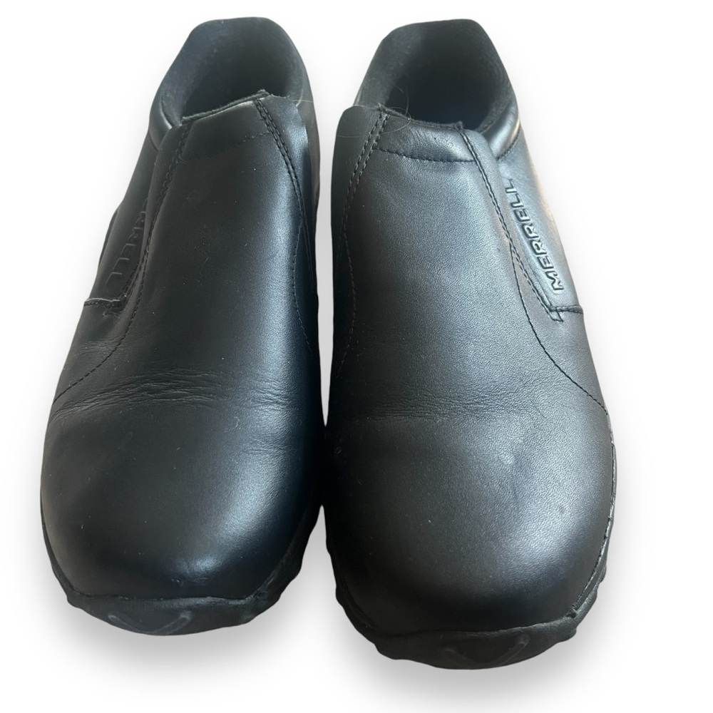 Merrell Black Leather Jungle Moc Slip-on Grippy Sole Shoes ⚠️ Missing Insert ⚠️ - Picture 2 of 11